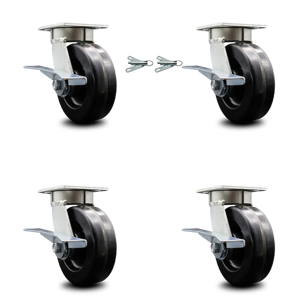 Service Caster 6 Inch Kingpinless Phenolic Wheel Caster Brakes 2 Swivel Locks SCC, 4PK SCC-KP30S620-PHR-SLB-BSL-2-SLB-2 - main